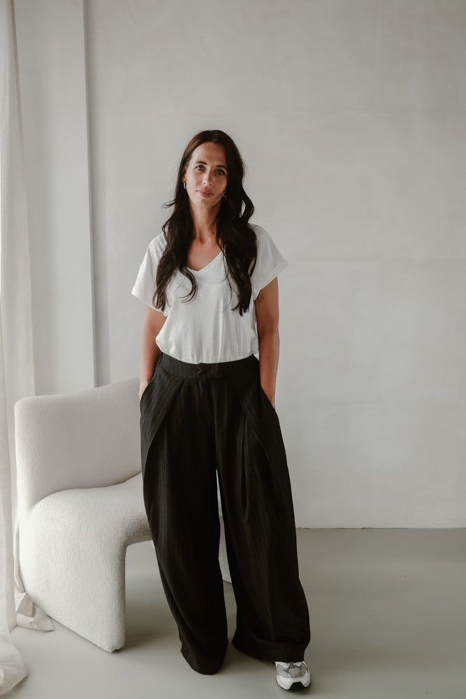 Nova Stripe Trousers - Black
