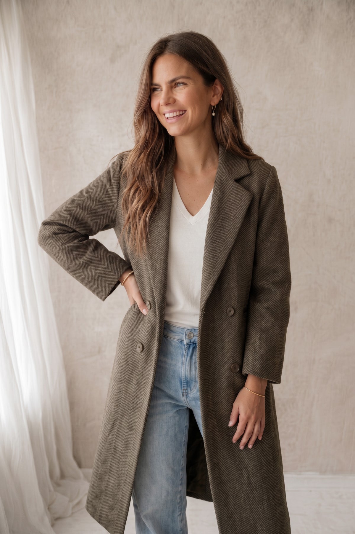 Fleur marled coat - Taupe