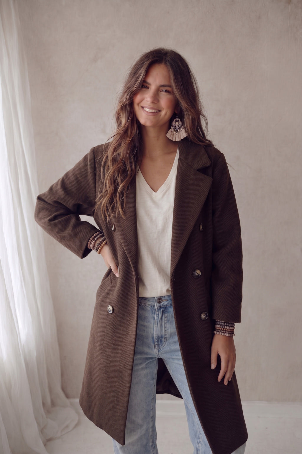 Fleur marled coat - Brown