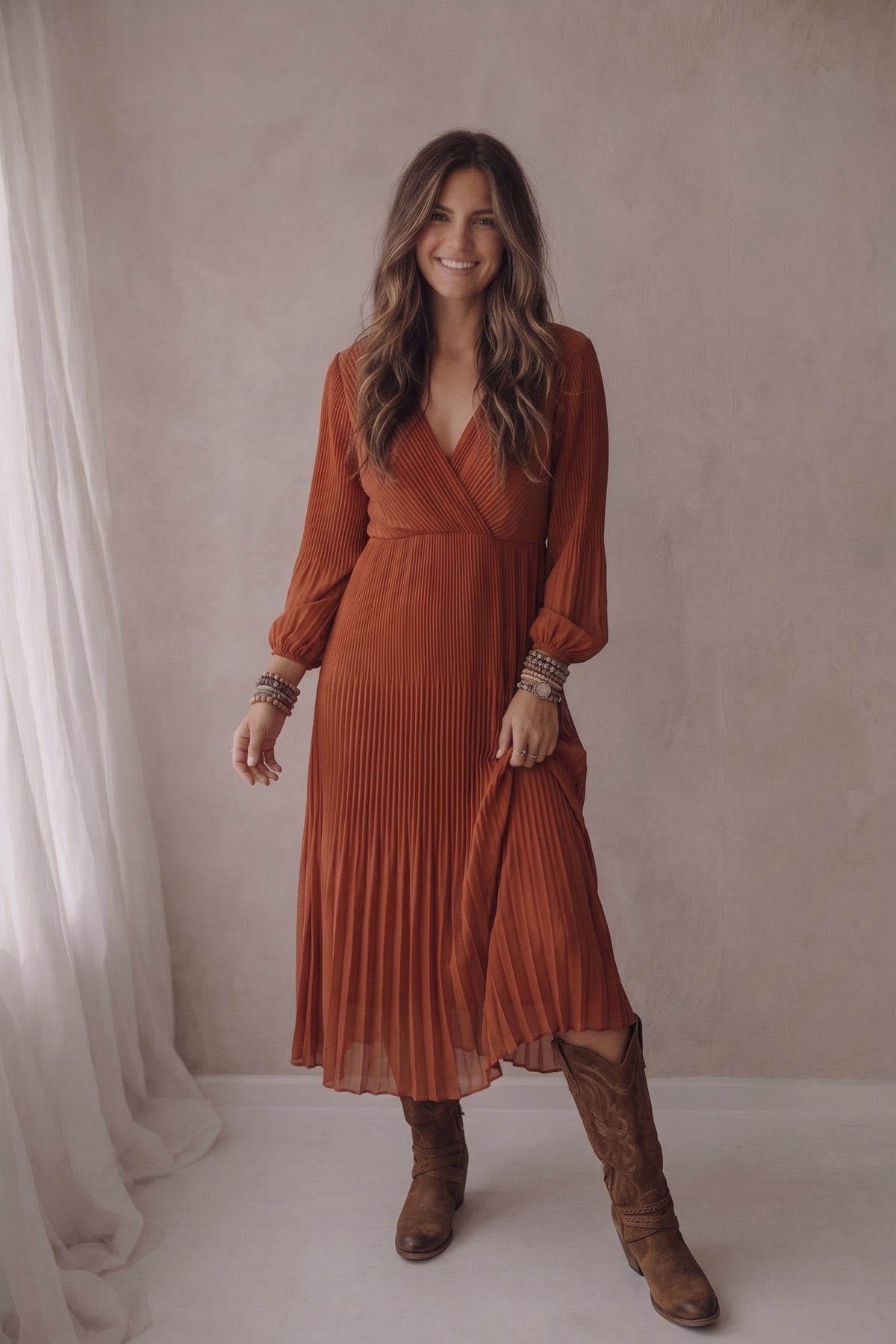 Robe Fem - Brun rouille
