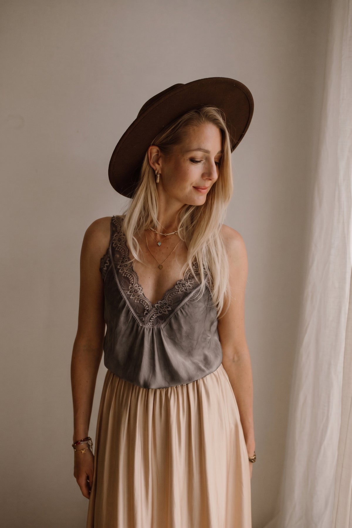 Lace Top - Dark Taupe