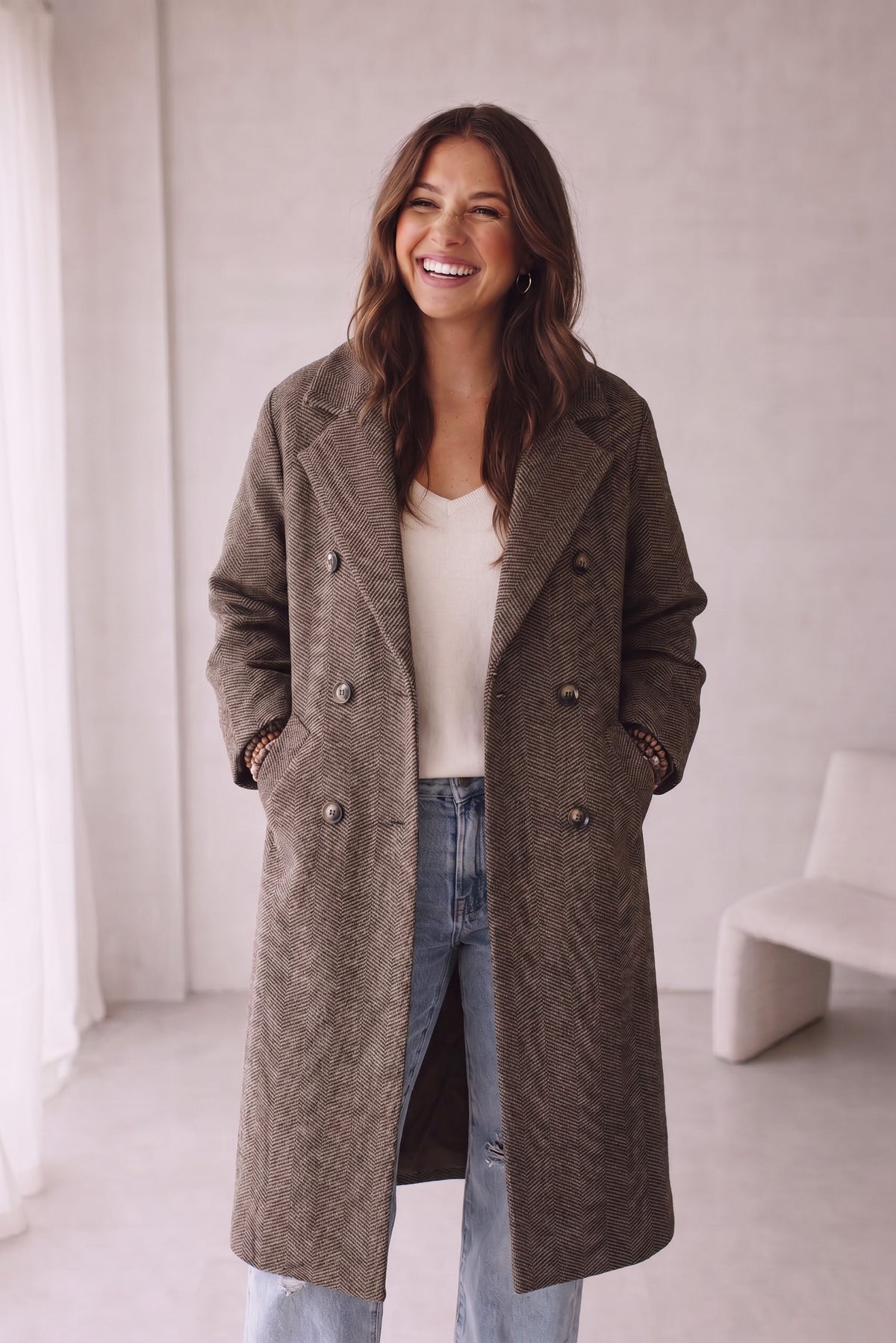 Fleur marled coat - Taupe