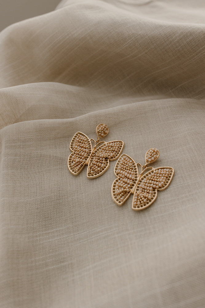 Butterfly Earring - Light Camel