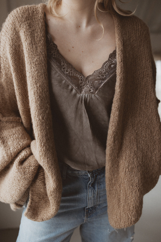 Lace Top - Dark Taupe