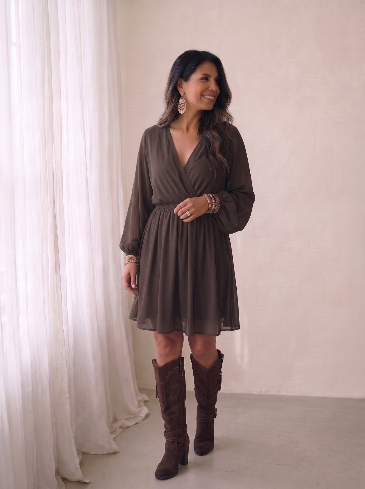 Robe courte modèle Lola - marron