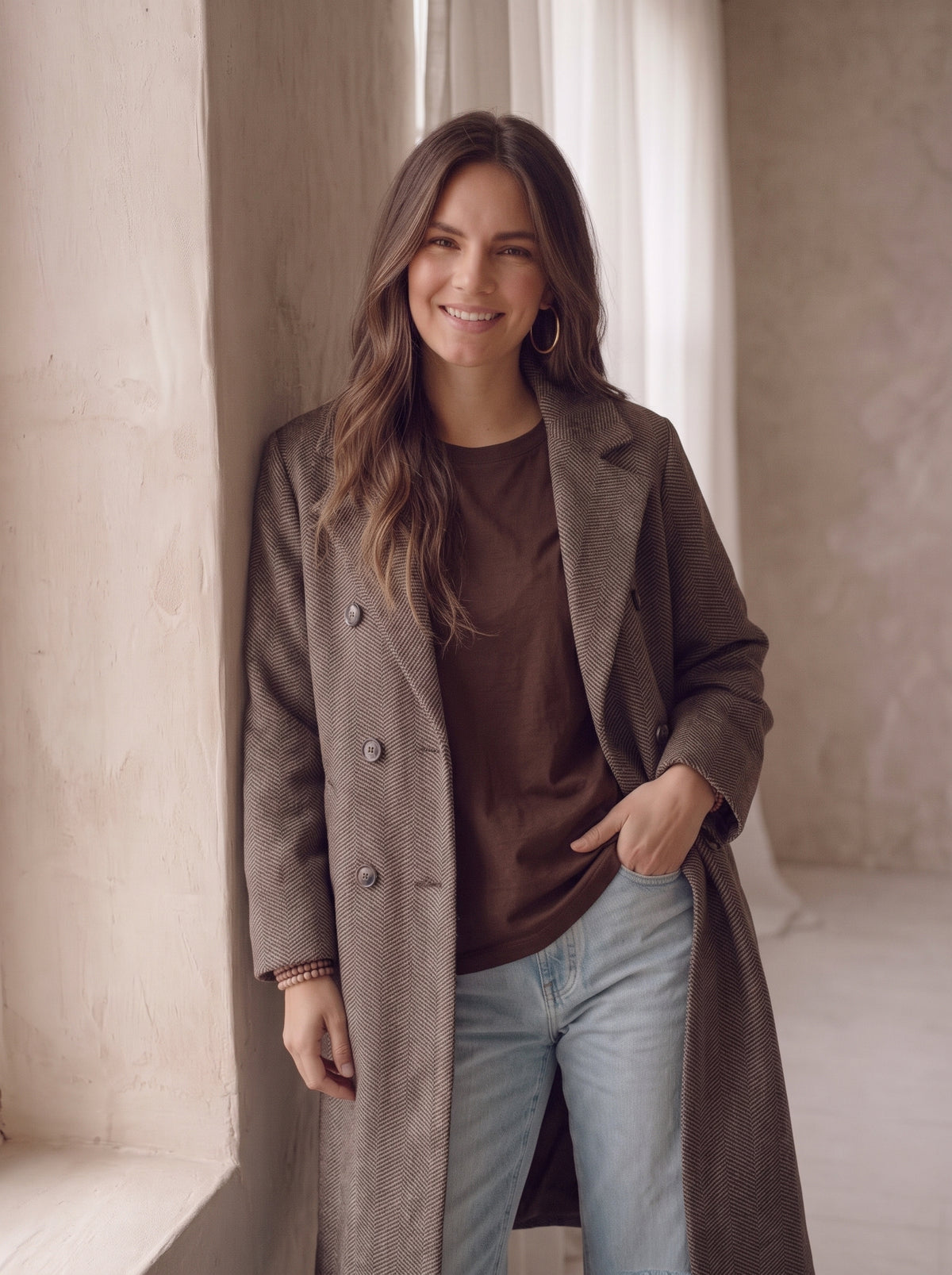 Fleur marled coat - Taupe
